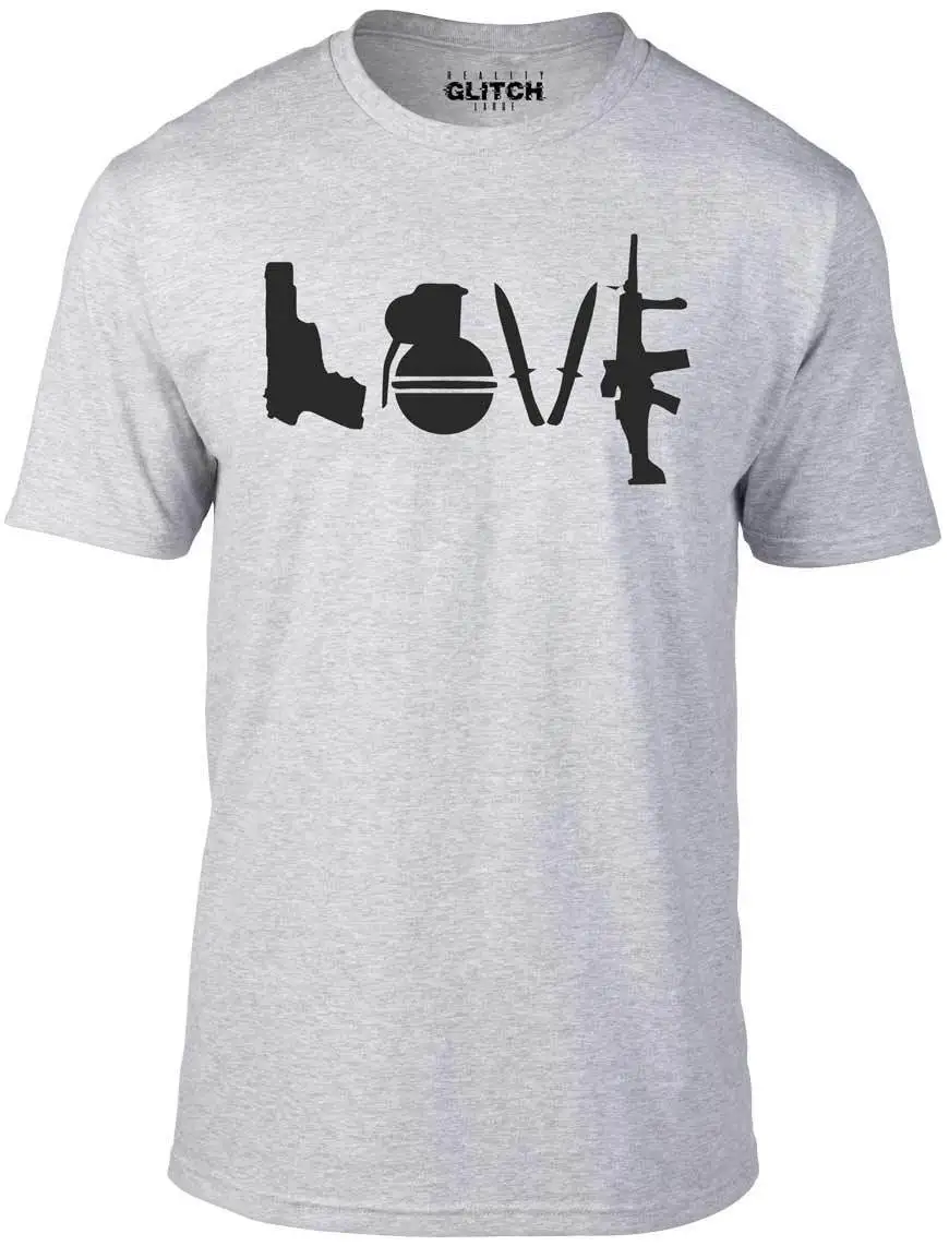 Love T-Shirt - Funny t shirt weapons retro war urban art guns knife cool peace Cartoon men Unisex New Fashion tshirt | Мужская одежда