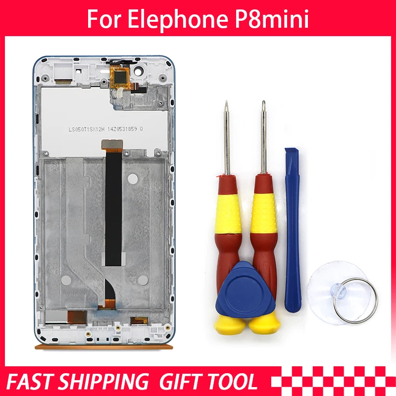 Оригинальный сменный ЖК дисплей Elephone P8 mini с синей рамкой сенсорный экран P389BF