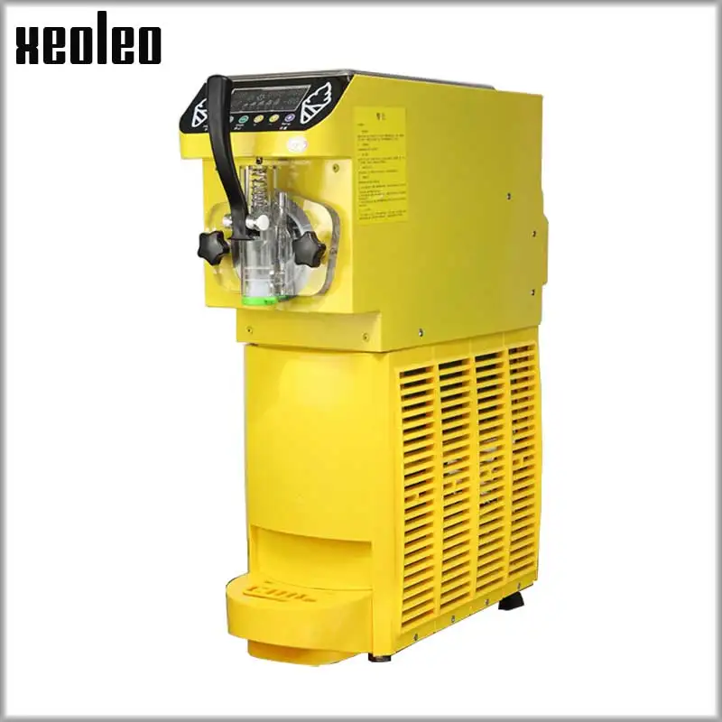 

XEOLEO Single flavor Ice cream maker desktop Soft Ice cream machine 18L with pump R134 Air cooling Yogurt ice cream Black/Yellow