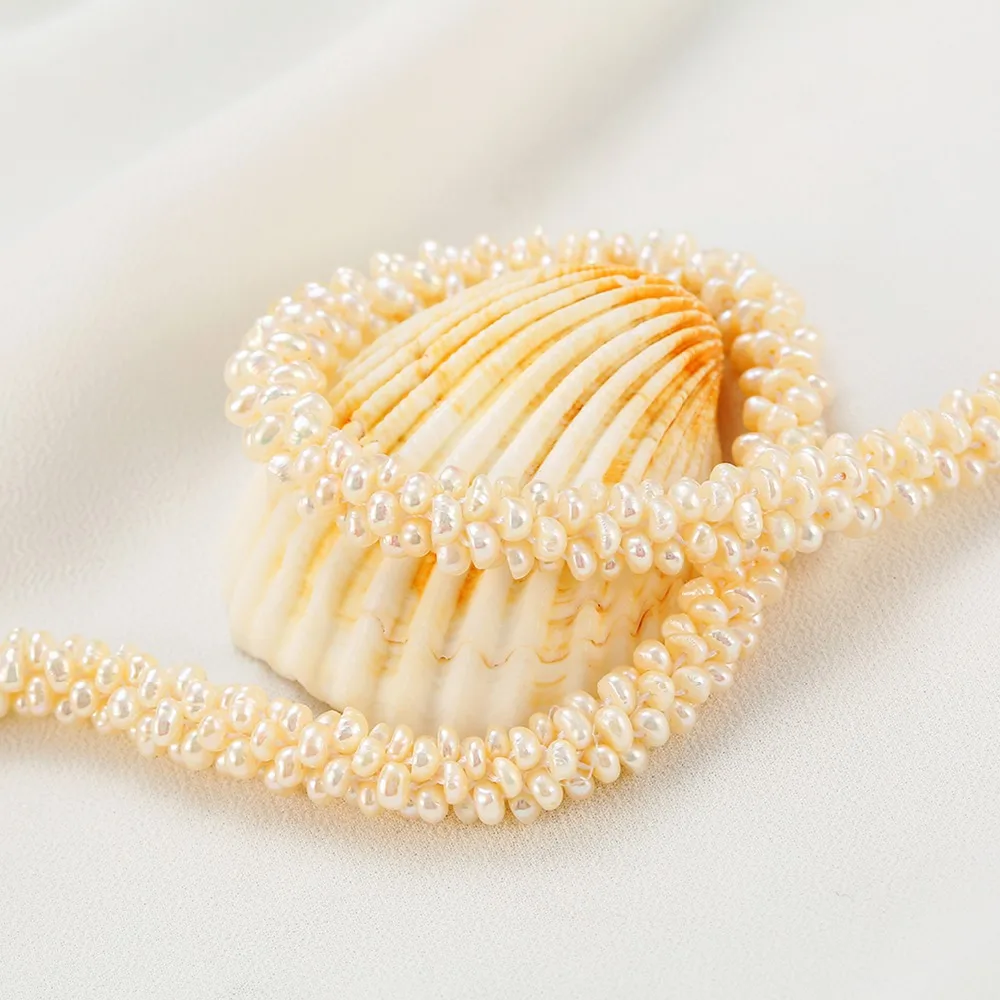 Small Freshwater Pearl Beads Chain Necklace Rice Pearls Flower Choker Copper Zircon Women Jewelry Wedding | Украшения и