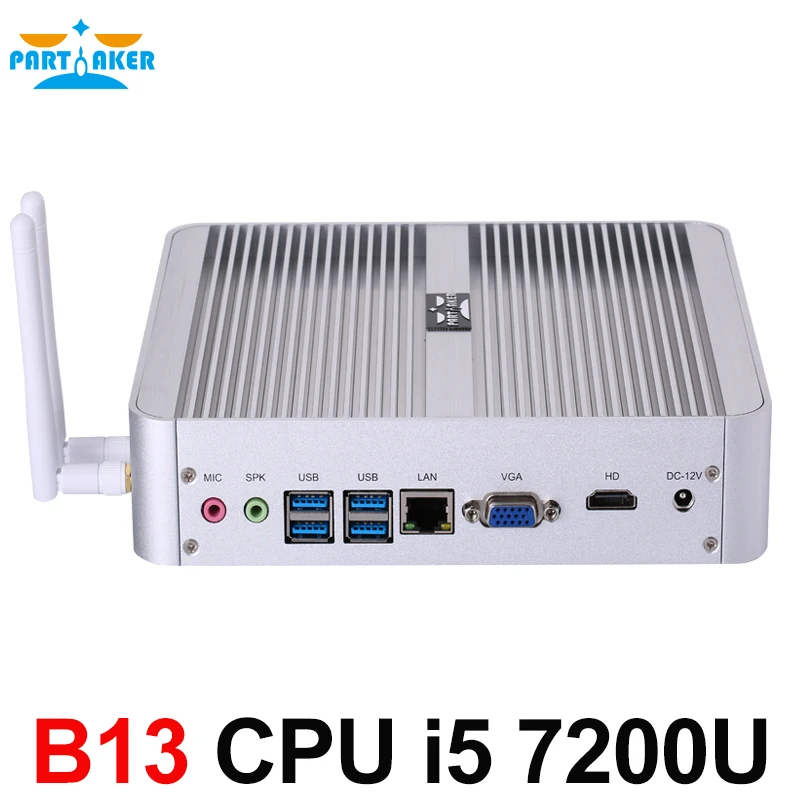 Настольный мини-компьютер без вентилятора Partaker B13 I5 7200U i7 7500U Windows 10 макс. 16 Гб ОЗУ 512