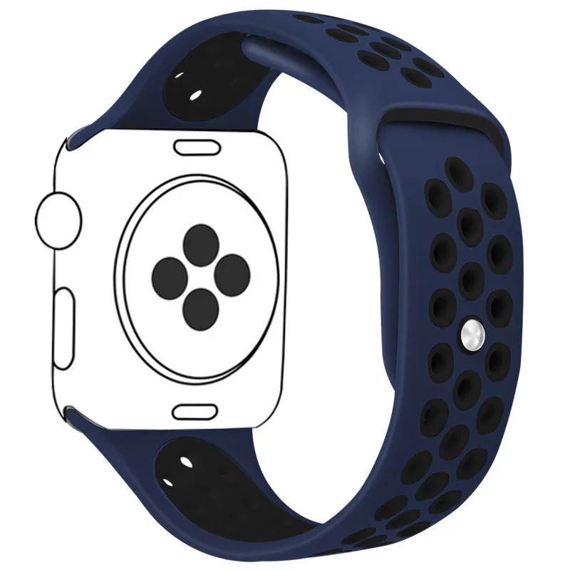 Blue Black Силиконовый ремешок для наручных часов Apple Watch, версии 40/44/42/38 мм для ремешок для часов аpple для наручных часов iwatch, ремешок Nike мл размерного ряда 1/2/3/4 - Цвет: Blue Black