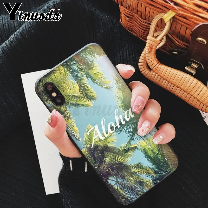 Yinuoda Aloha Летний Полосатый Мягкий резиновый черный чехол для телефона Apple iPhone 8 7 6 6S
