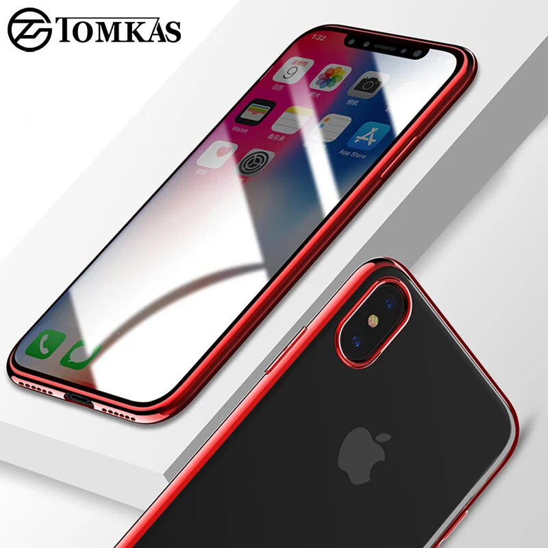 Ультратонкий чехол TOMKAS для iPhone X 7 8 прозрачный силиконовый с покрытием ТПУ