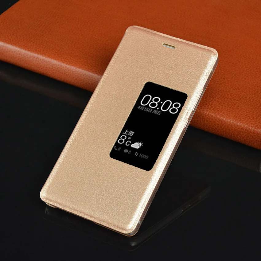 Флип чехол кожаный для huawei P9 плюс P 9 P9plus тонкий сна окном View рукавом с подставкой