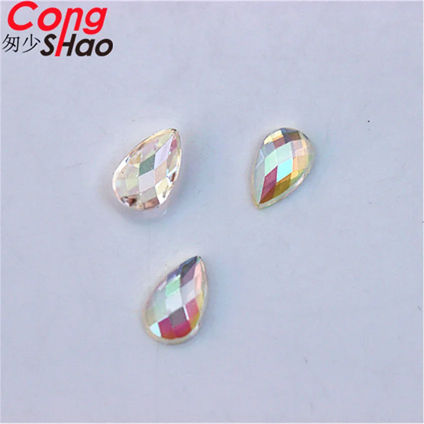 Прозрачные Акриловые стразы Cong Shao 500 шт. 6*10 мм прозрачные AB с плоской задней
