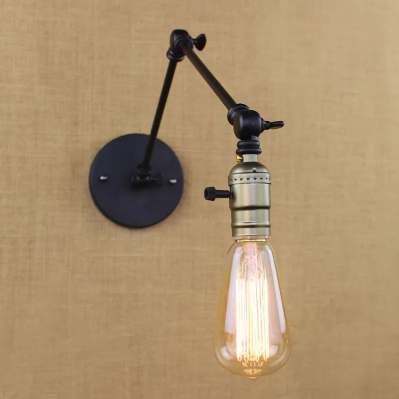 

Industrial retro vintage black adjust iron head swing arm wall lamps e27 lights sconce for bedside bedroom corridor luminaire