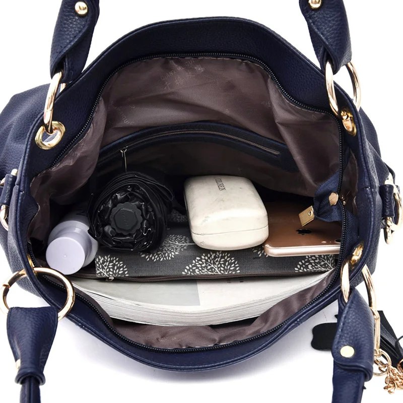 Luxury Designer Women Leather Handbags Vintage Female Shoulder Bags Tassel High Quality Handbag Ladies Large Tote Bag Sac a Main