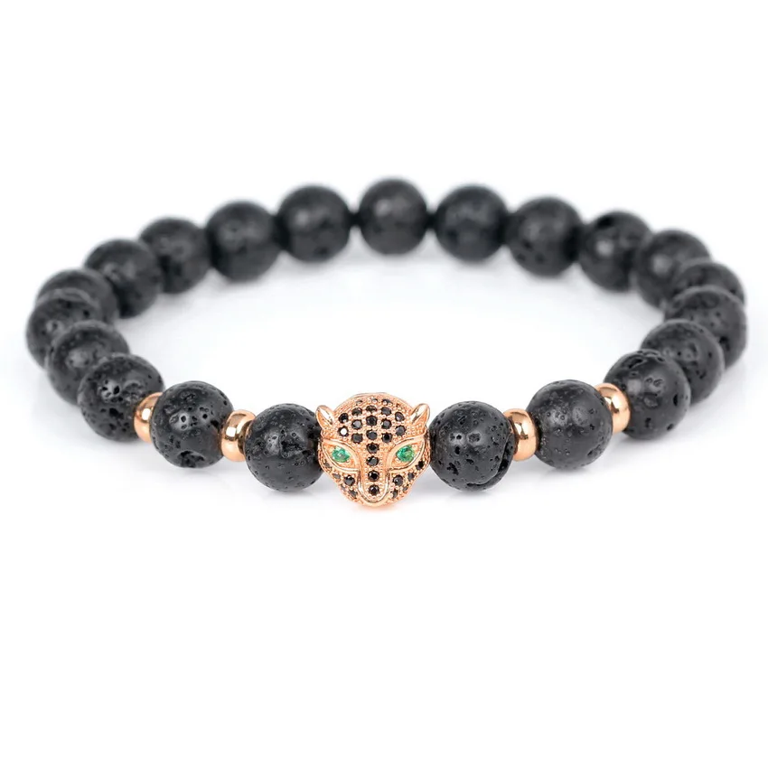 Браслеты из бусин 8 мм лавы нанизанных на нить высококачественные роскошные с