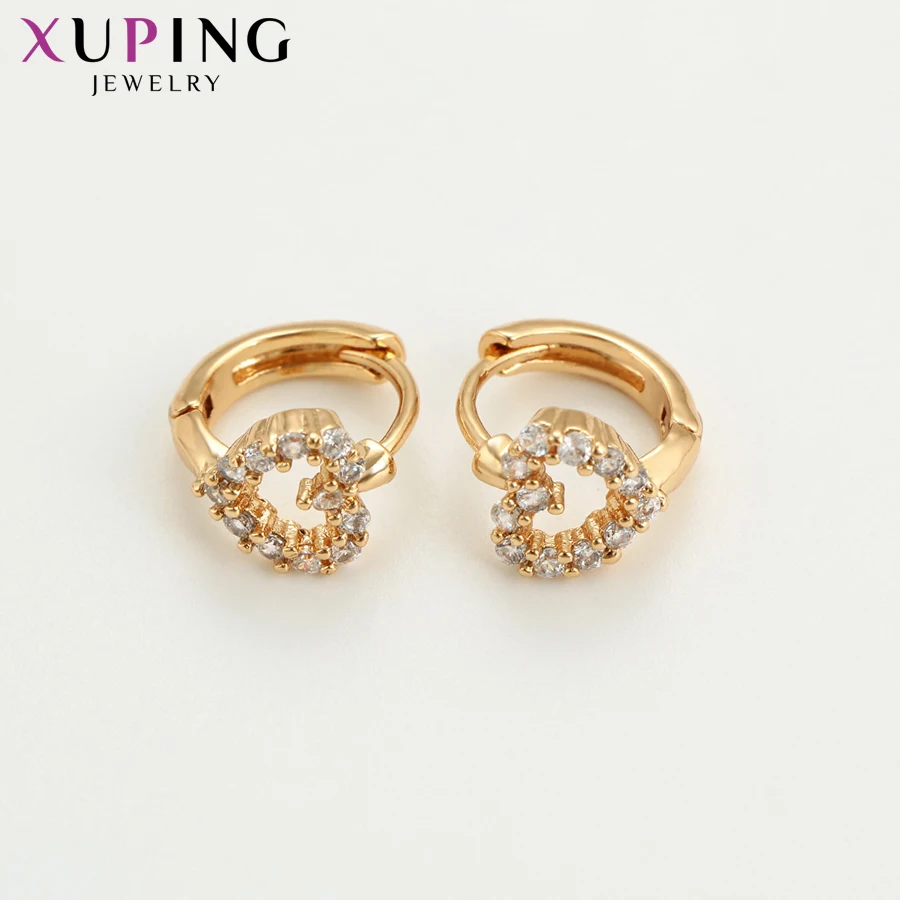 Xuping Fashion Earrings for Women Heart Shaped Hoops High Quality Jewelry Thanksgiving Gifts S112 5-96456 | Украшения и
