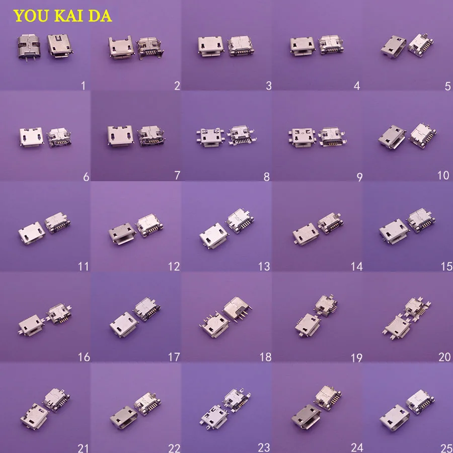 25 моделей 500 шт./лот 5pin гнездовой разъем Micro USB SMD 4 фута широко используется в