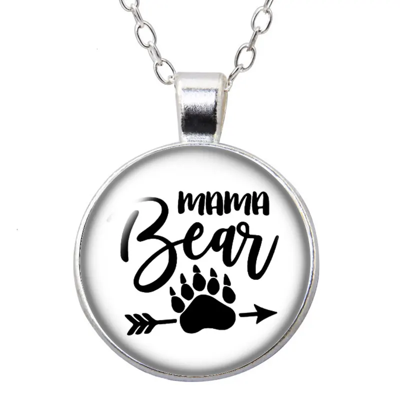 ZB1040-10 Love Mama Bear фото серебро/бронза кулон ожерелье 25 мм стекло кабошон для женщин девочек ювелирные изделия подарок на день рождения 50 см - Окраска металла: ZB1040-10