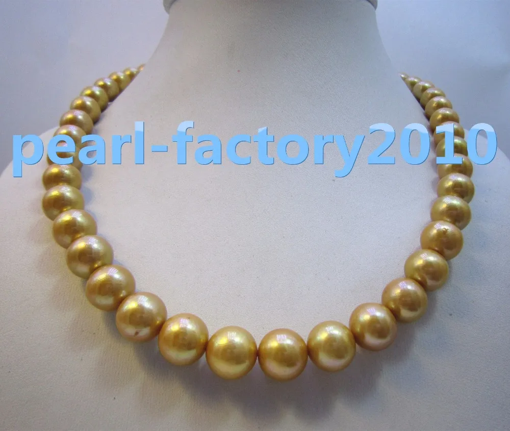 

Золотое Жемчужное ожерелье 18 дюймов AAA + 11-12 мм с натуральным жемчугом южного моря и застежкой из желтого золота