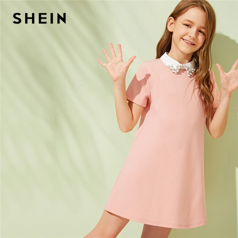 SHEIN Kiddie/красное однотонное расклешенное платье с оборками, трапециевидной формы, с поясом, летнее праздничное платье, рукав-волан, с пуговицами на спине, платья-миди для девочек