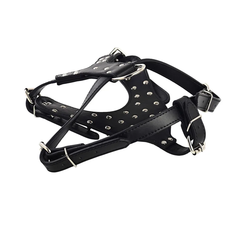 Rivets Spiked Dog Harness PU Leather Studded Adjustable for Medium Large Breed Dogs Pet Chest Collar Products | Дом и сад