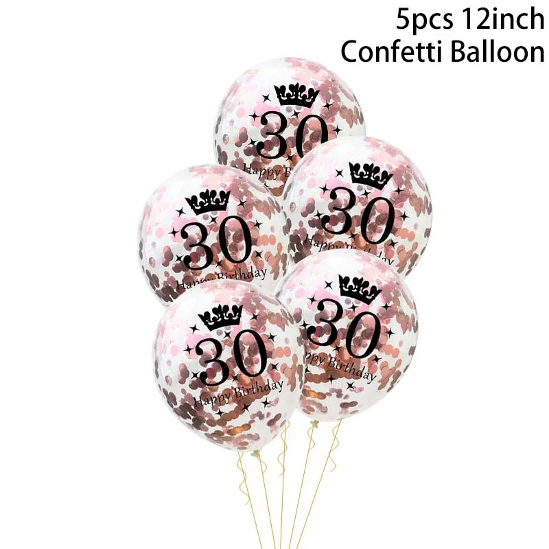 WEIGAO 30/40/50/60th латексные шары для взрослых Декор ко дню рождения конфетти воздушные шары Юбилей День рождения украшения 30 лет воздушные шары - Цвет: 30 rose gold
