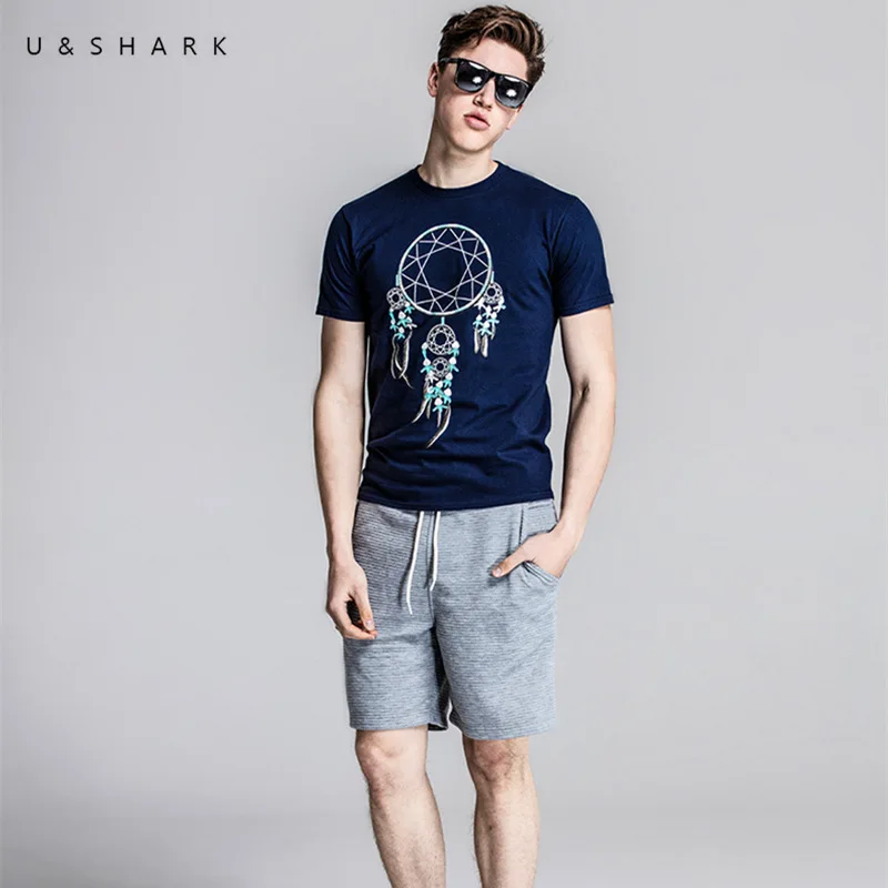 U & SHARK 2018 летняя футболка мужская брендовая одежда из 100% хлопка мужские модные