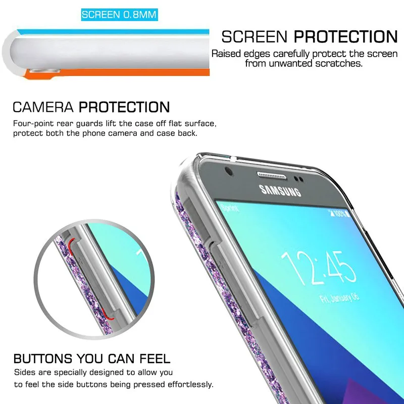Версия США для Samsung Galaxy J7 Prime/J7 V/J7 Sky Pro Perx/J7 2017 жидкие Quicksand Bling Симпатичные из
