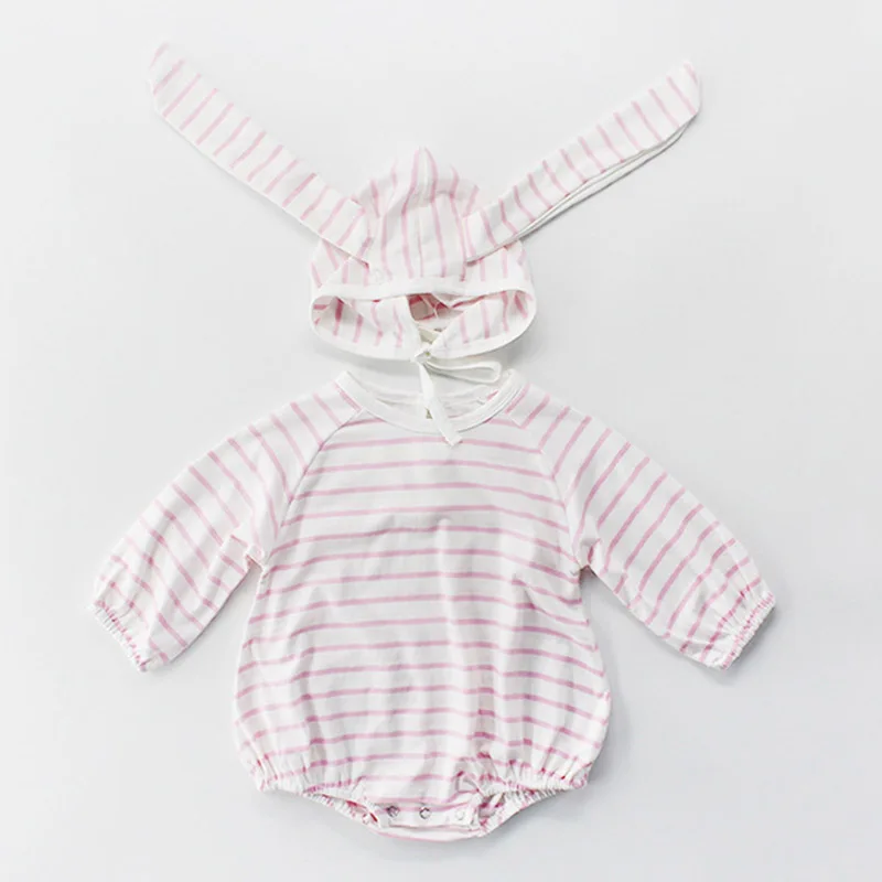 82075 Pink Комбинезоны для маленьких девочек, коллекция года, Осенние хлопковые комплекты одежды костюм из 2 предметов розовый и белый комбинезон с длинными рукавами для новорожденных+ шапочка, комбинезон для малышей - Цвет: 82075 Pink