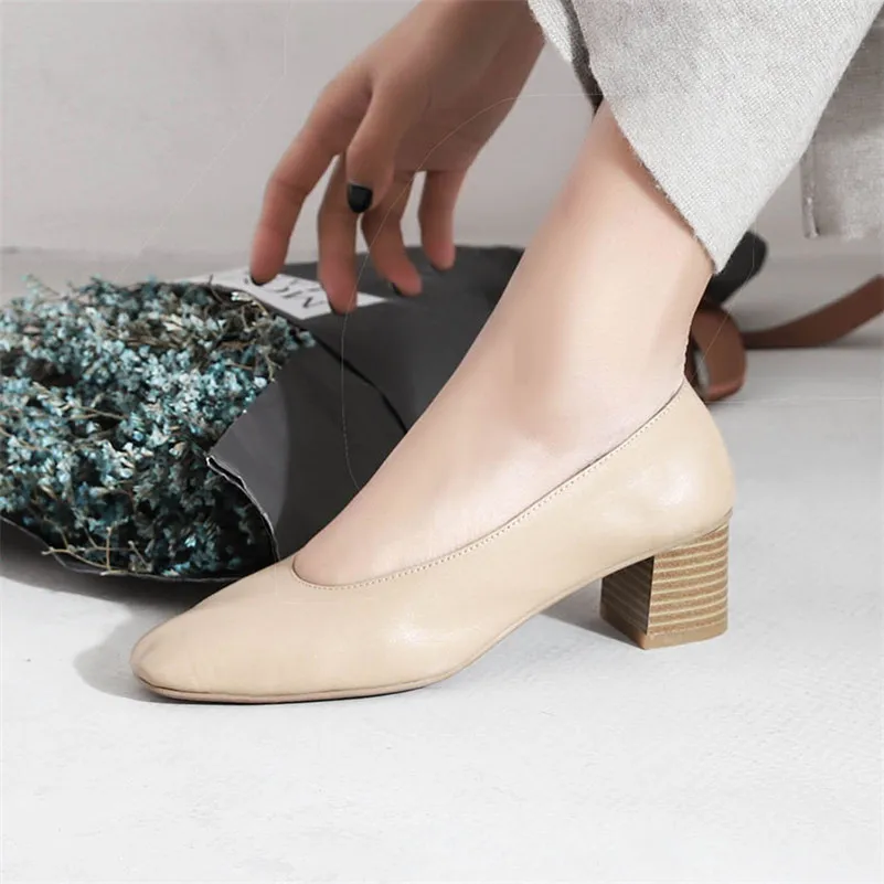 CONASCO Retro Quality Women High Heels Office Pumps Genuine Leather Spring Summer Shoes Woman 2019 New Arrival Prom | Обувь