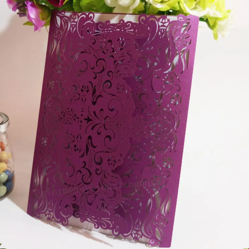 Sky Elina 100pcs Laser Cutting Luxury Invitations Paper Card Wedding party decoration Invitation Supplies 7zSH073 | Дом и сад