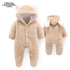 CROAL CHERIE KawaiiДетский комбинезон с ушками медведя; зимний костюм; одежда для маленьких мальчиков; теплая одежда из кораллового флиса для маленьких девочек; комбинезон с животными