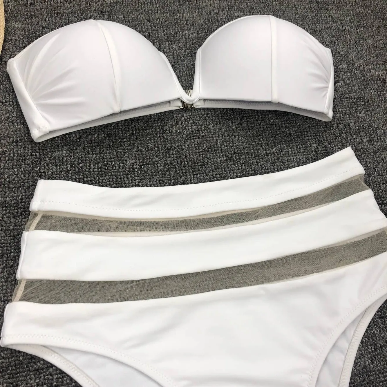 Swimming Swim Suit Women V Lead Gauze Split Joint Sexy High Waisted Bathing Suits Waist Strapless Bikini Woman Swimsuit