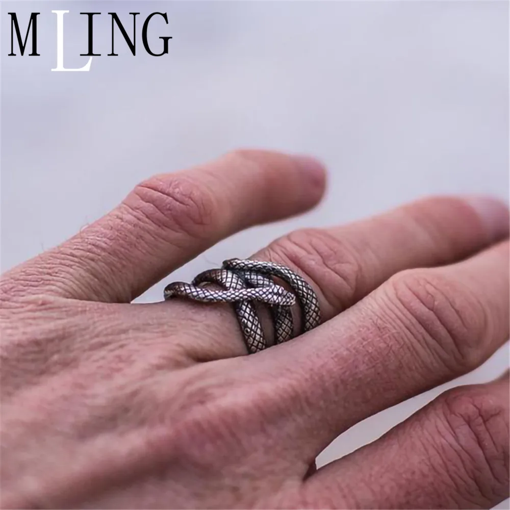 Мужское Винтажное кольцо MLING геометрическое с серпантином 2019|Кольца для
