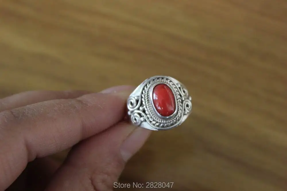 Серебряные инкрустированные Красные Коралловые кольца для девушек SL042 из