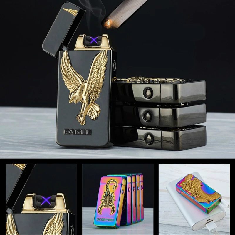 Роскошные USB зажигалки бренд ветрозащитный беспламенный электронная сигарета