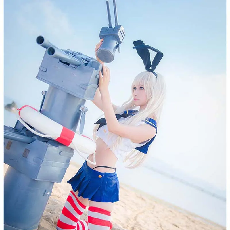 Милые аниме Kantai коллекция Shimakaze униформа моряка в морском стиле косплей носки для