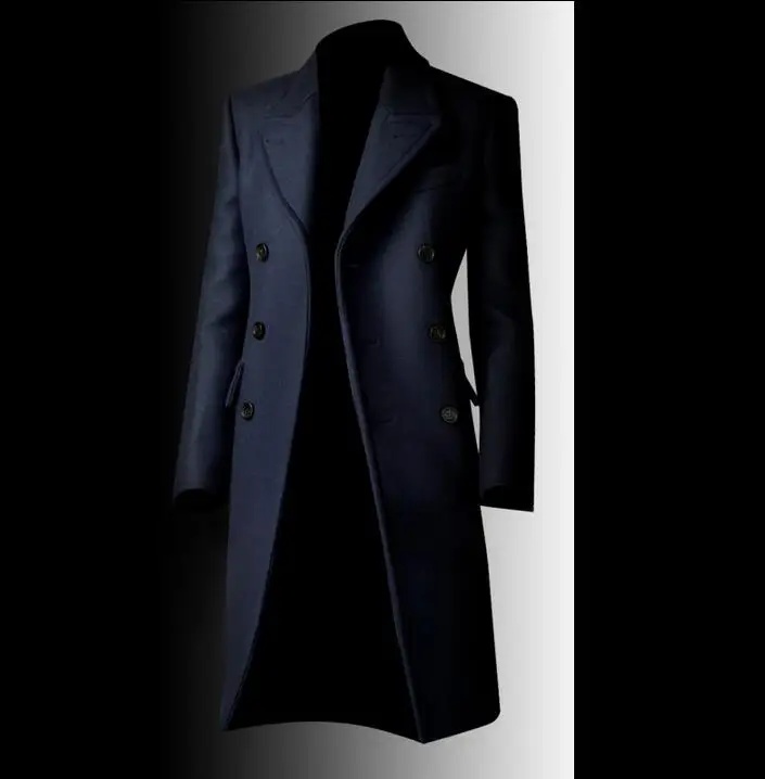Мужское зимнее длинное пальто с двойным рядом пуговиц|long winter coats men|long mens coatmen coat long