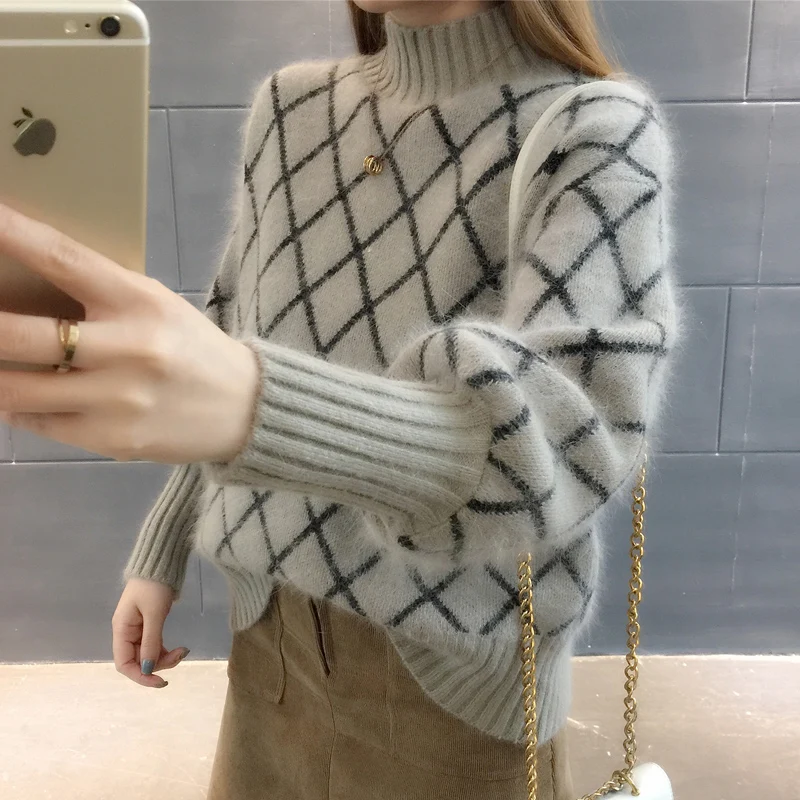 Pull Femme Autumn Winter Women Cashmere Sweaters And Pullovers Striped Thick Knitting Sweater Female Loose Knit Jumpers | Женская одежда