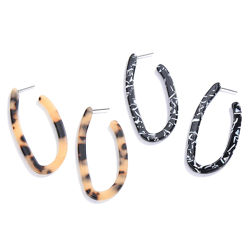 Винтажные большие овальные акриловые серьги-гвоздики для женщин 2019 новые