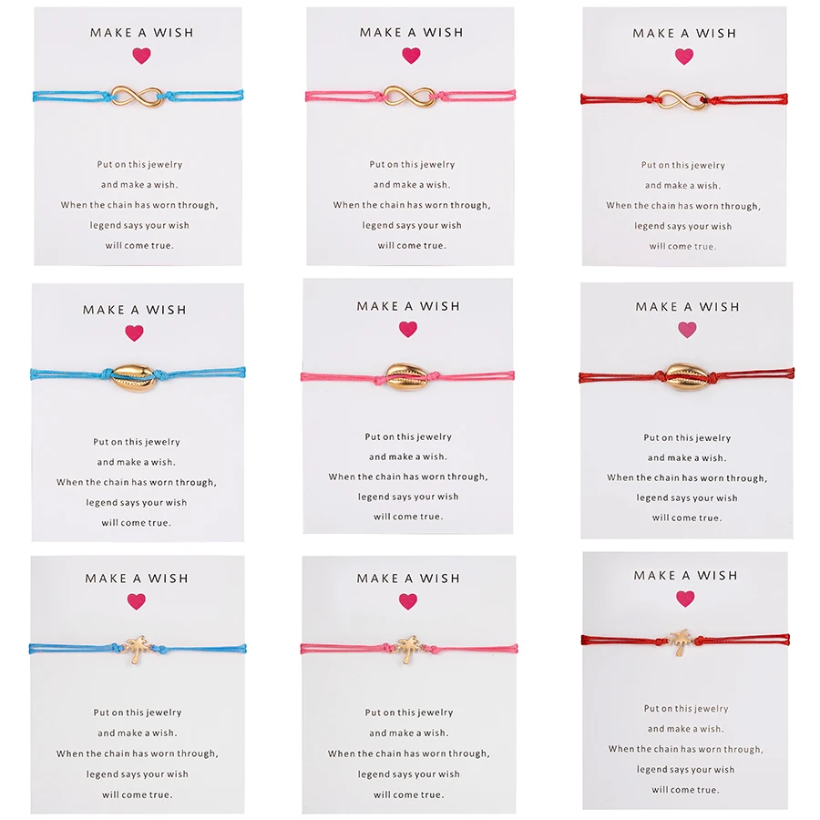 Ананас Inifinity 8 ракушек шарм браслеты для женщин мужчин детей Lucky Red String Friendship Wish