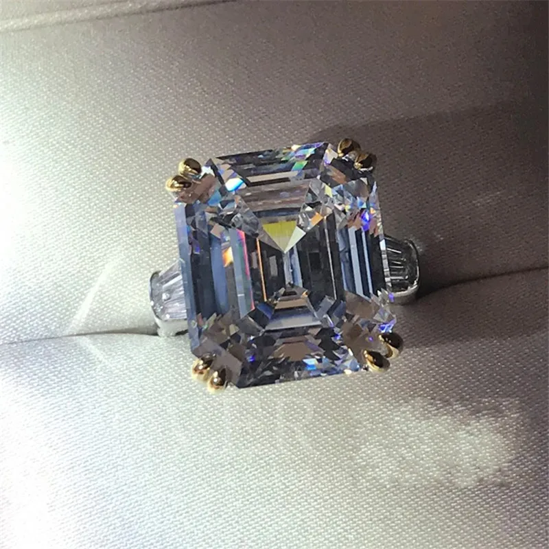 Роскошные кольца 925 стерлингового серебра огранка Ашер 6ct AAAA Сона cz обручальные
