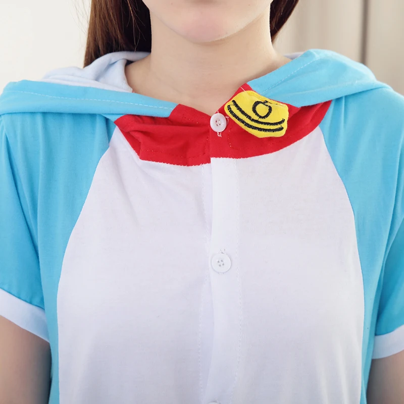 Пижама Doraemon для пар летний спортивный костюм с короткими рукавами и карманами 95%