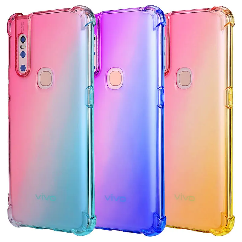Мягкий ТПУ чехол для телефона Vivo V15 Pro S1 IQ00 Y97 V11i градиентный Силиконовый