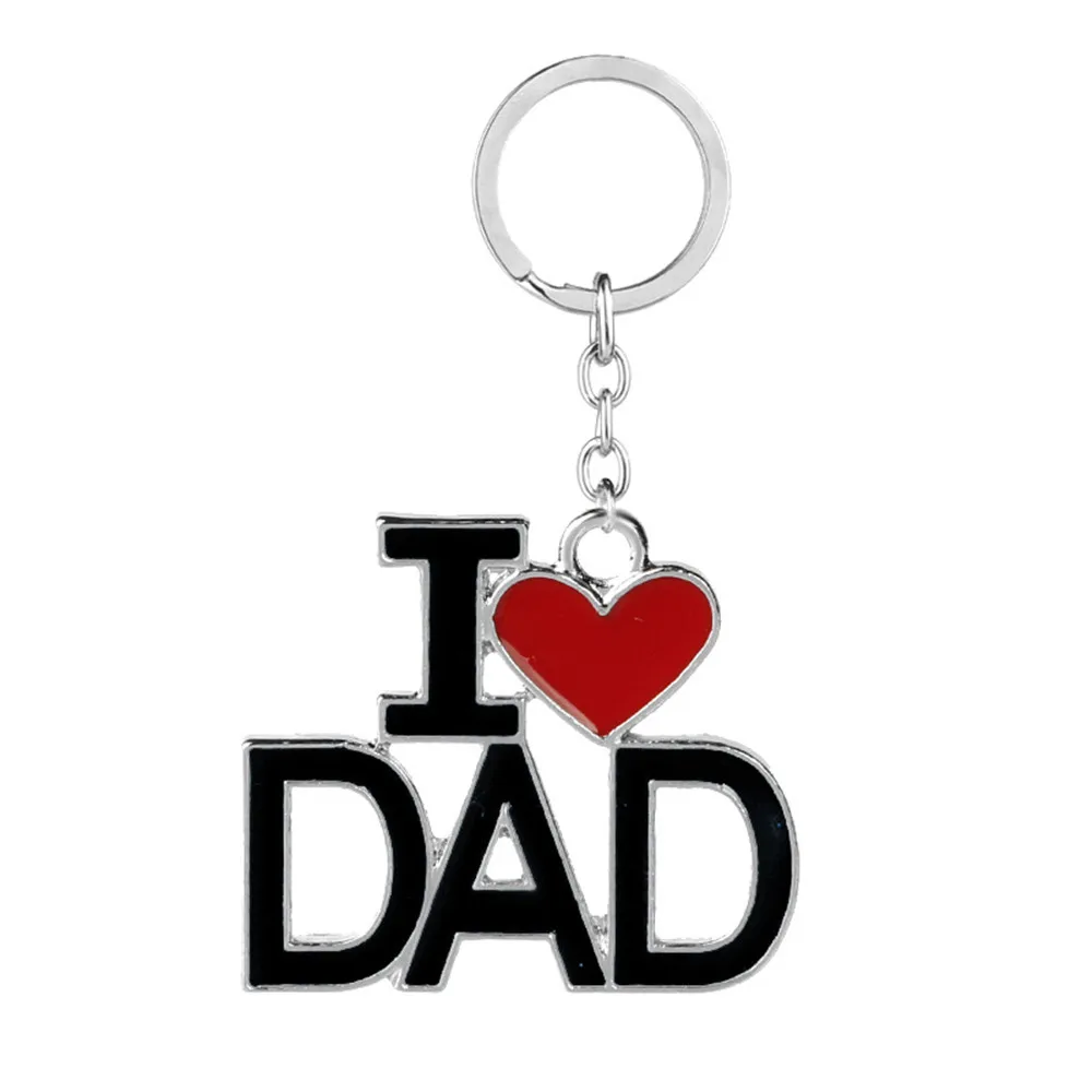 Брелок для ключей CRLEY I Love Mom Dad держатель с красным сердцем купольная подвеска