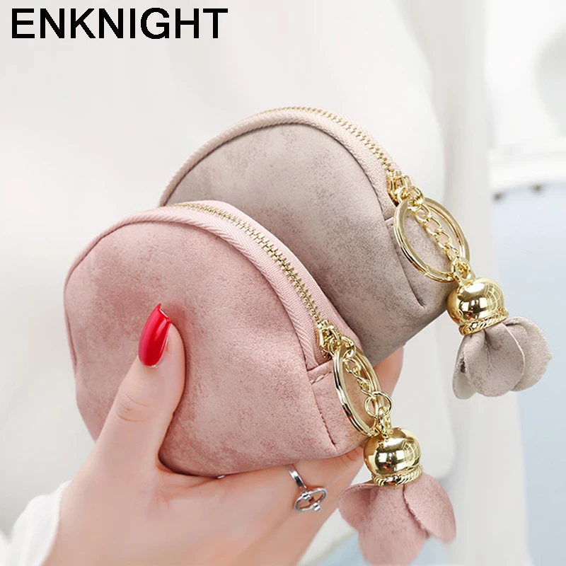 

Женский маленький кошелек ENKNIGHT, сумочка для монет, короткий кошелек, цветочная подвеска в форме карты, клатч на молнии, мини-сумочка из искус...