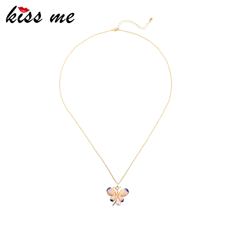 Kissme Изысканная двухцветная эмалированная бабочка акриловый жемчуг подвеска