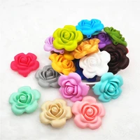chenkai 10pcs silicone rose flower teether beads diy handmade baby pacifier dummy chewing jewelry pendant sensory toy