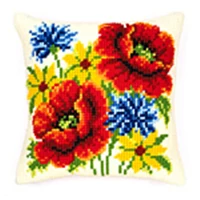 1 цветы мака DIY Набор для рукоделия Подушка с вышивкой из акриловой пряжи Гобелен Холст Подушка спереди вышивка крестом наволочка - Цвет: Прозрачный