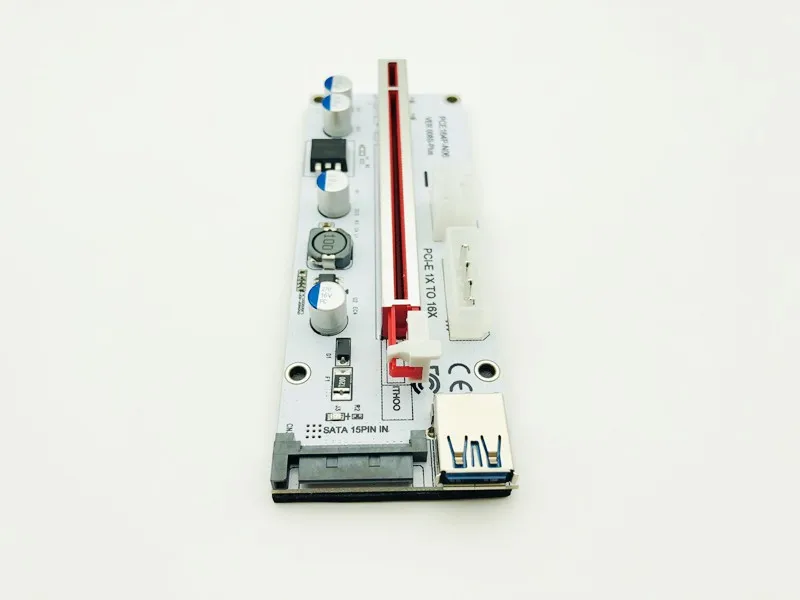 50 шт. переходная карта VER008S Plus PCI-E 008S PCIe 1x к 16x 4-контактный 6pin Sata кабель питания USB 3 0