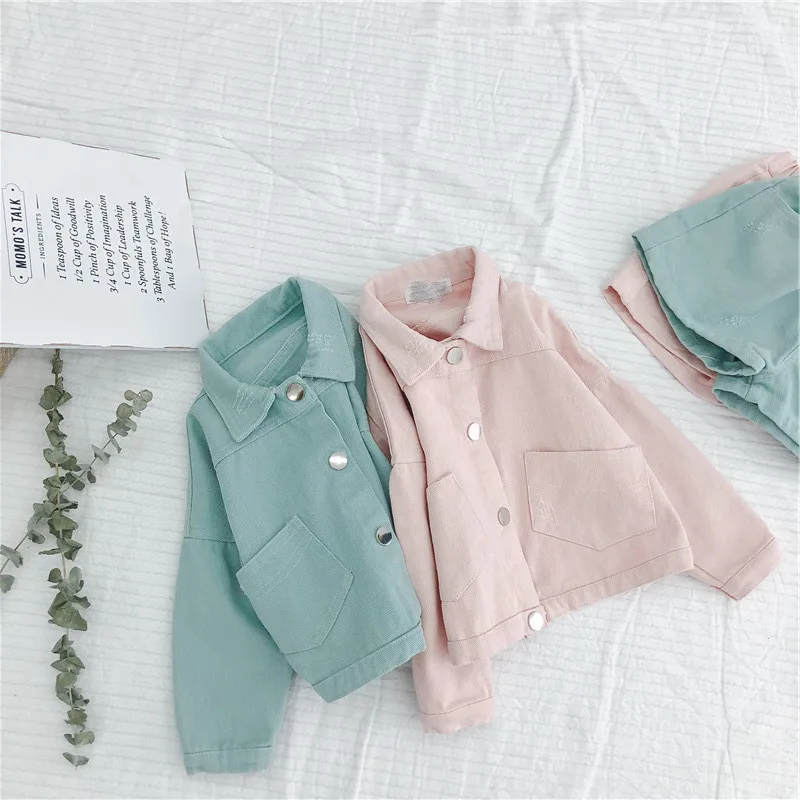 Girls Clothing Sets Denim Jacket + Shorts Suit for Baby Girl Clothes Kids Casual Loose Ripped Brazer 1-5 Year | Детская одежда и