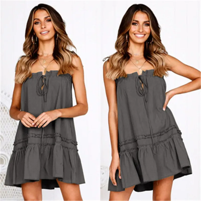 Srping летние пикантные Boho пляж Бандажное платье Для женщин Однотонная