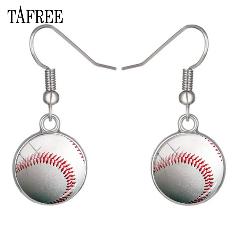 TAFREE Simple Drop Earrings Love Sport Baseball Art Photo Handmade Glass Cabochon Charms Jewelry SP759 | Украшения и аксессуары