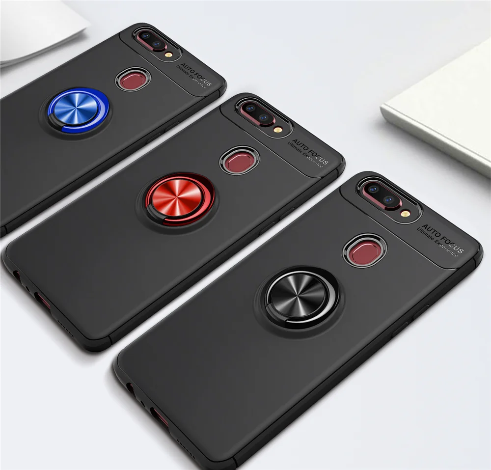 Voppton для OPPO A7 AX7 чехол Автомобильный держатель Стенд Магнитный кронштейн палец кольцо мягкое силиконовое покрытие чехол для OPPO A5S AX5S противоударный