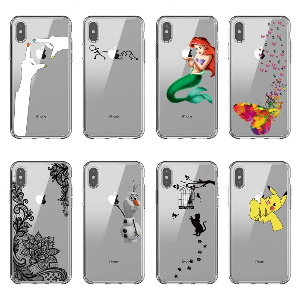 Веселые чехлы из мягкого силикона и ТПУ с милым мультяшным принтом для iPhone X 5 5S SE 6