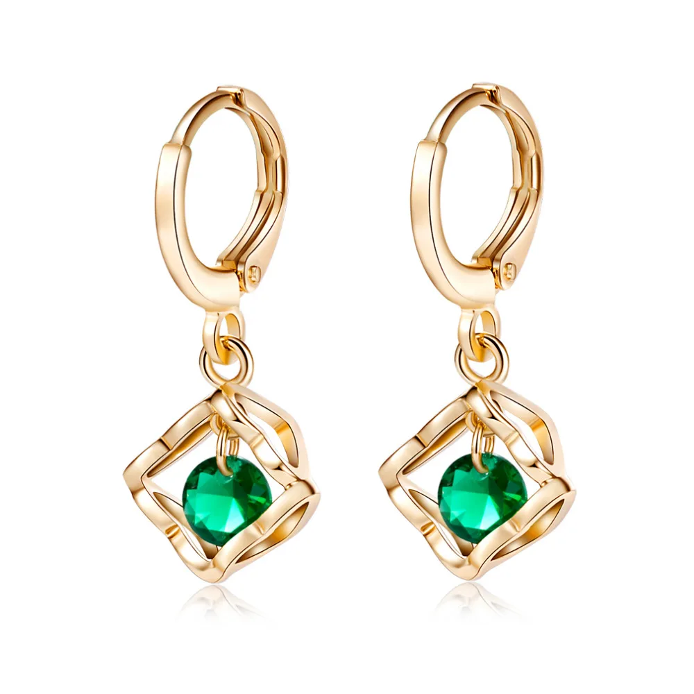 Fashion Hollow Heart 3 Color Options Zircon Crystal Gold Dangle Earring For Women M03-ER0055 | Украшения и аксессуары